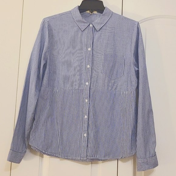 Love Notes Long Sleeve Button Up 100% Cotton Blouse Women's Size Xl